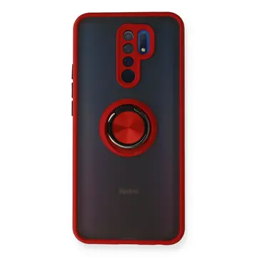 Xiaomi Redmi 9 Kılıf Montreal Yüzüklü Silikon Kapak - Kırmızı