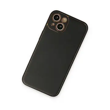 İphone 14 Plus Kılıf Coco Deri Silikon Kapak - Siyah