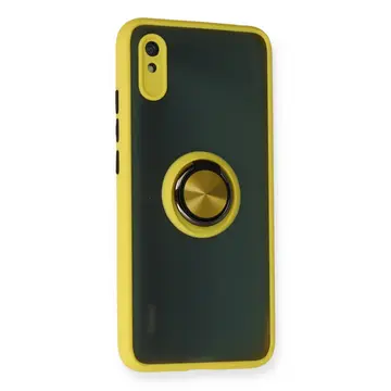 Xiaomi Redmi 9a Kılıf Montreal Yüzüklü Silikon Kapak - Sarı