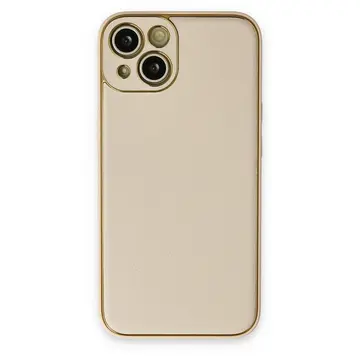 İphone 14 Plus Kılıf Coco Deri Silikon Kapak - Gold