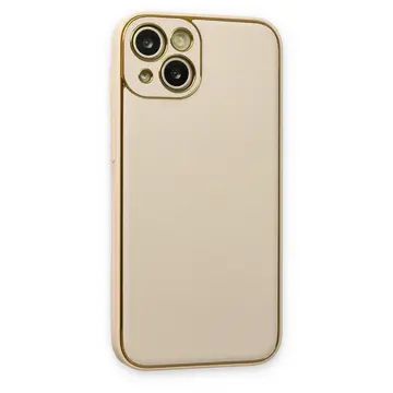 İphone 14 Plus Kılıf Coco Deri Silikon Kapak - Gold