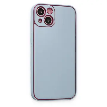 İphone 14 Plus Kılıf Coco Deri Silikon Kapak - Sky Blue
