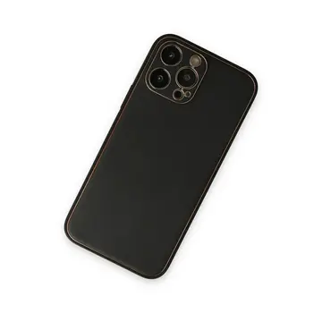 İphone 14 Pro Kılıf Coco Deri Silikon Kapak - Siyah