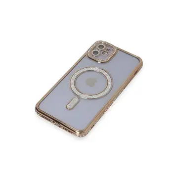 İphone 11 Kılıf Joke Simli Magneticsafe Kılıf - Gold