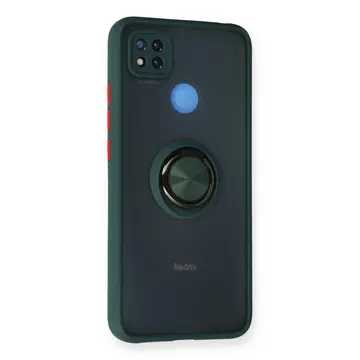 Xiaomi Redmi 9c Kılıf Montreal Yüzüklü Silikon Kapak - Yeşil