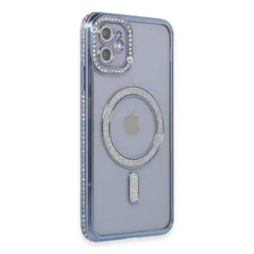 İphone 11 Kılıf Joke Simli Magneticsafe Kılıf - Mavi