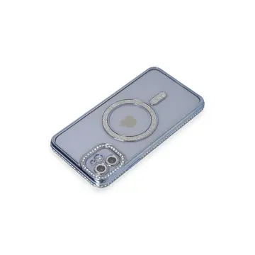 İphone 11 Kılıf Joke Simli Magneticsafe Kılıf - Mavi