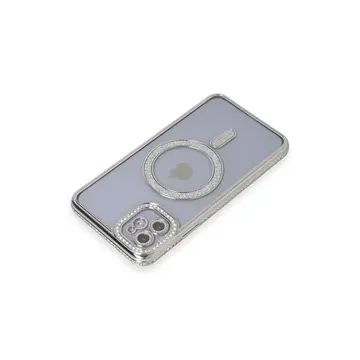 İphone 11 Kılıf Joke Simli Magneticsafe Kılıf - Gümüş