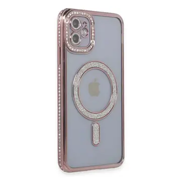 İphone 11 Kılıf Joke Simli Magneticsafe Kılıf - Pembe