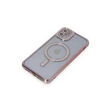 İphone 11 Kılıf Joke Simli Magneticsafe Kılıf - Pembe