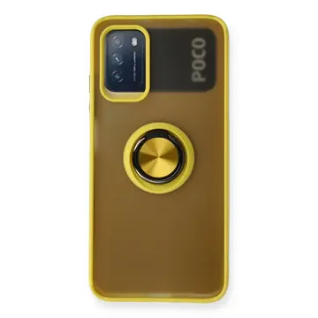 Xiaomi Redmi 9t Kılıf Montreal Yüzüklü Silikon Kapak - Sarı