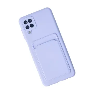 Samsung Galaxy A12 Kılıf Kelvin Kartvizitli Silikon - Lila