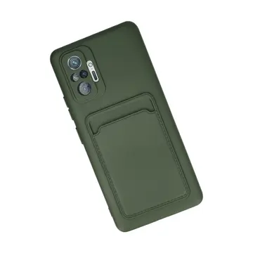 Xiaomi Redmi Note 10 Pro Kılıf Kelvin Kartvizitli Silikon - Koyu Yeşil
