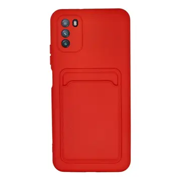 Xiaomi Pocophone M3 Kılıf Kelvin Kartvizitli Silikon - Kırmızı