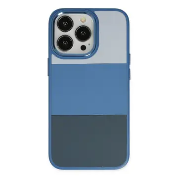 İphone 14 Pro Max Kılıf King Kapak - Açık Mavi-lacivert