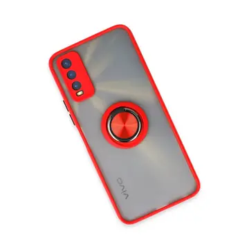 Vivo Y11s Kılıf Montreal Yüzüklü Silikon Kapak - Kırmızı