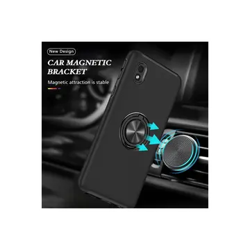 Samsung Galaxy A01 Core Kılıf Elit Yüzüklü Kapak - Siyah