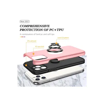 İphone 11 Pro Max Kılıf Elit Yüzüklü Kapak - Pembe