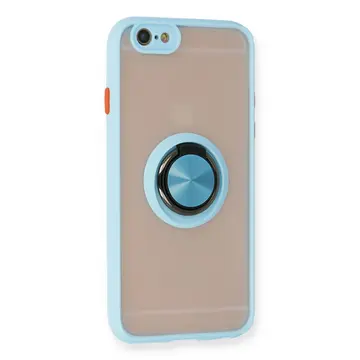 İphone 6 Kılıf Montreal Yüzüklü Silikon Kapak - Buz Mavi