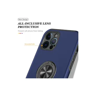 İphone 12 Pro Max Kılıf Elit Yüzüklü Kapak - Lacivert