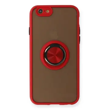 İphone 6 Kılıf Montreal Yüzüklü Silikon Kapak - Kırmızı