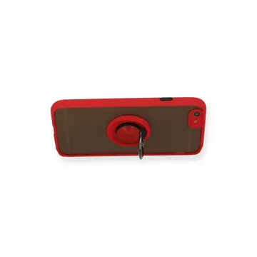 İphone 6 Kılıf Montreal Yüzüklü Silikon Kapak - Kırmızı