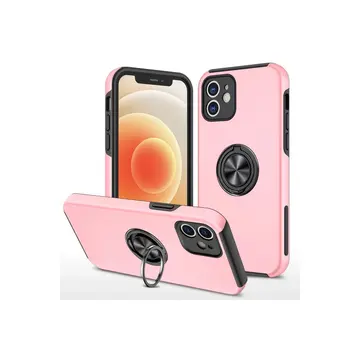 İphone 12 Kılıf Elit Yüzüklü Kapak - Pembe