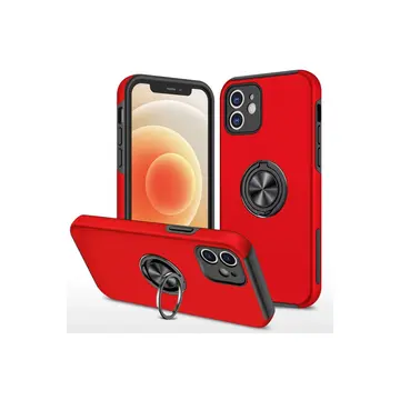 İphone 12 Kılıf Elit Yüzüklü Kapak - Kırmızı