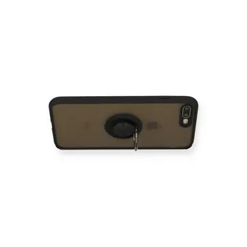 İphone 7 Plus Kılıf Montreal Yüzüklü Silikon Kapak - Siyah