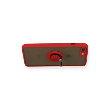 İphone 7 Plus Kılıf Montreal Yüzüklü Silikon Kapak - Kırmızı