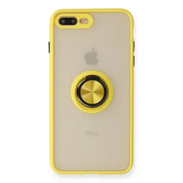 İphone 7 Plus Kılıf Montreal Yüzüklü Silikon Kapak - Sarı