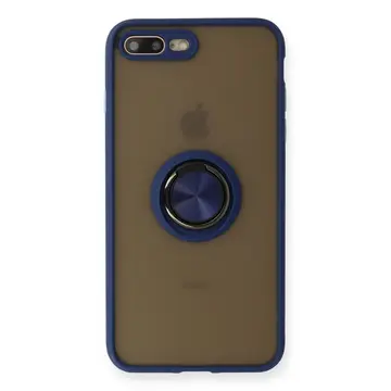 İphone 7 Plus Kılıf Montreal Yüzüklü Silikon Kapak - Lacivert