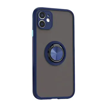 İphone 11 Kılıf Montreal Yüzüklü Silikon Kapak - Lacivert