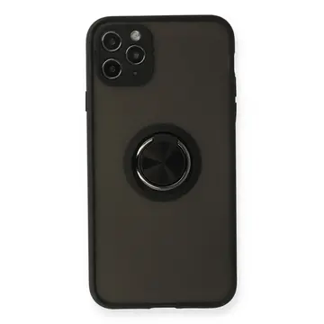 İphone 11 Pro Kılıf Montreal Yüzüklü Silikon Kapak - Siyah