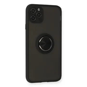 İphone 11 Pro Kılıf Montreal Yüzüklü Silikon Kapak - Siyah