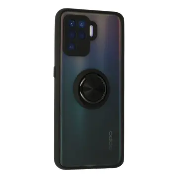 Oppo Reno 5 Lite Kılıf Montreal Yüzüklü Silikon Kapak - Siyah