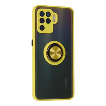 Oppo Reno 5 Lite Kılıf Montreal Yüzüklü Silikon Kapak - Sarı
