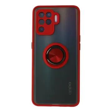 Oppo Reno 5 Lite Kılıf Montreal Yüzüklü Silikon Kapak - Kırmızı