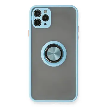 İphone 11 Pro Max Kılıf Montreal Yüzüklü Silikon Kapak - Buz Mavi