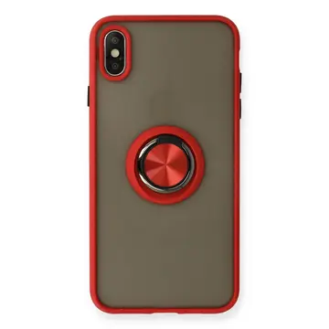 İphone X Kılıf Montreal Yüzüklü Silikon Kapak - Kırmızı