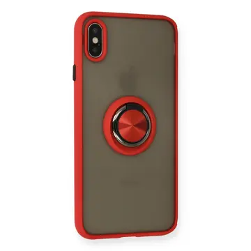 İphone X Kılıf Montreal Yüzüklü Silikon Kapak - Kırmızı