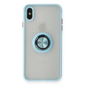 İphone X Kılıf Montreal Yüzüklü Silikon Kapak - Buz Mavi