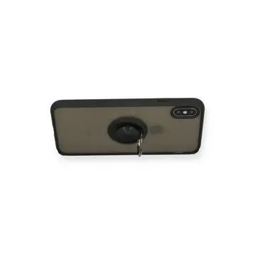 İphone Xs Max Kılıf Montreal Yüzüklü Silikon Kapak - Siyah