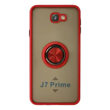 Samsung Galaxy J7 Prime Kılıf Montreal Yüzüklü Silikon Kapak - Kırmızı