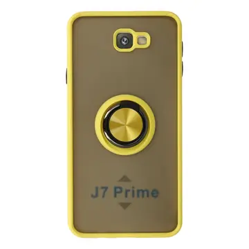 Samsung Galaxy J7 Prime Kılıf Montreal Yüzüklü Silikon Kapak - Sarı
