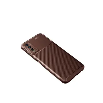 Vivo Y11s Kılıf Auto Focus Karbon Kapak - Kahverengi