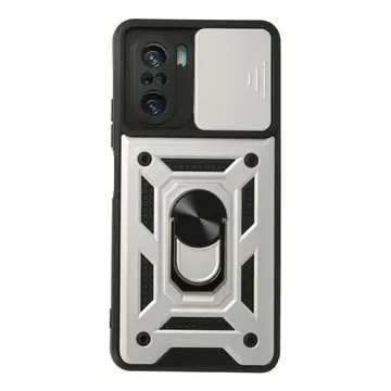 Xiaomi Poco F3 Kılıf Pars Lens Yüzüklü Silikon - Gümüş