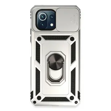 Xiaomi Mi 11 Lite Kılıf Pars Lens Yüzüklü Silikon - Gümüş