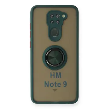 Xiaomi Redmi Note 9 Kılıf Montreal Yüzüklü Silikon Kapak - Yeşil