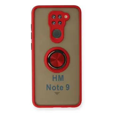 Xiaomi Redmi Note 9 Kılıf Montreal Yüzüklü Silikon Kapak - Kırmızı